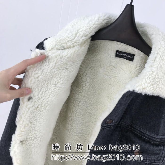 BALENCIAGA巴黎世家 18冬季新款 羊羔毛牛仔外套 加絨加厚面料 定制五金紐扣 簡約百搭款 ydi2449
